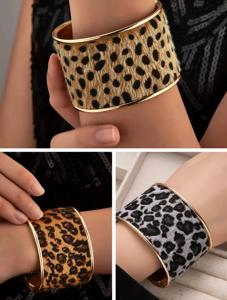 Leopard Print Statement Cuff Bracelet