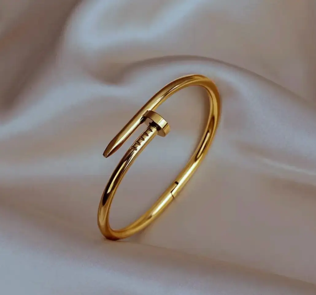 Modern Nail Design Gold Cuff Bracelet