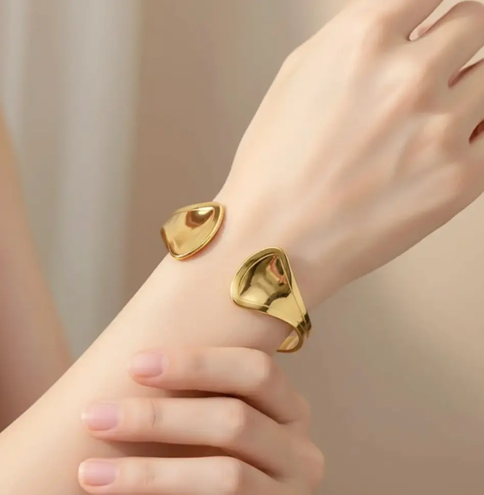 Sculptural Petal Open Cuff Bangle