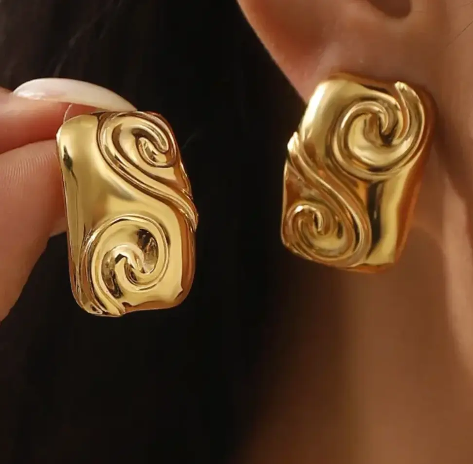 Swirl Statement Stud Earrings – Elegant Sculptural Earrings for Women