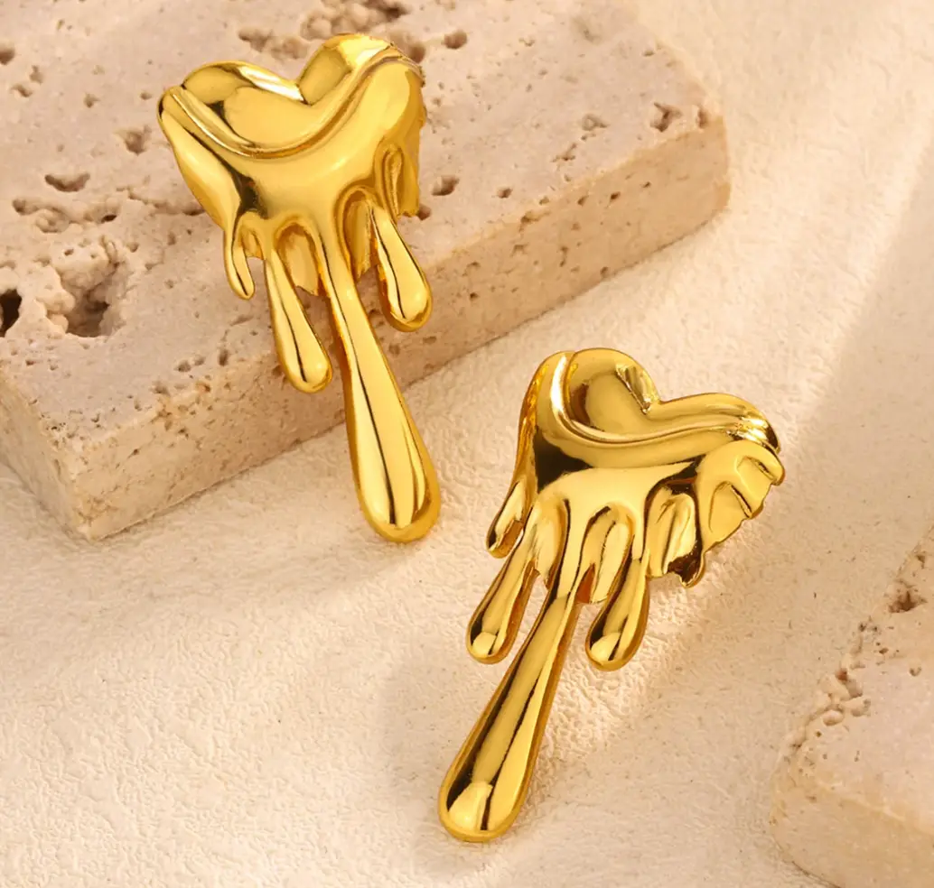 Molten Heart Drip Earrings – Bold Artistic Romance