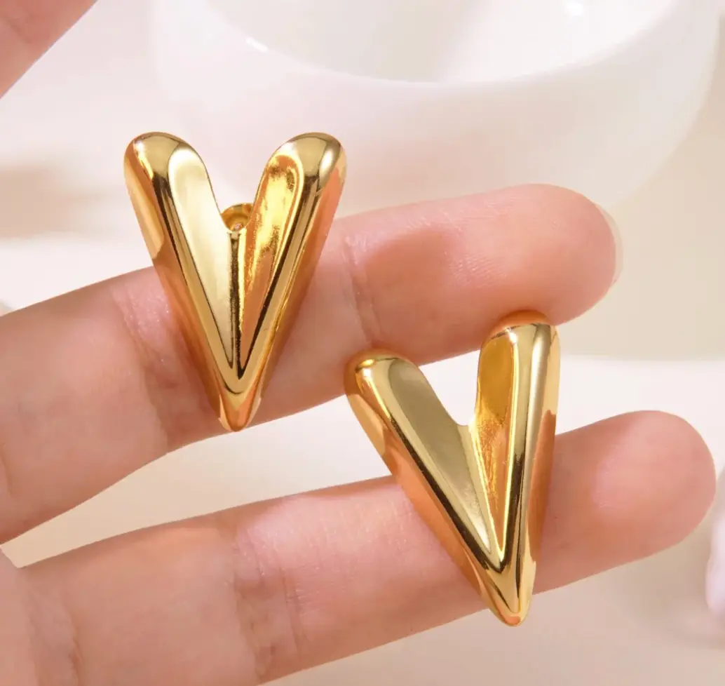 Golden V Statement Earrings