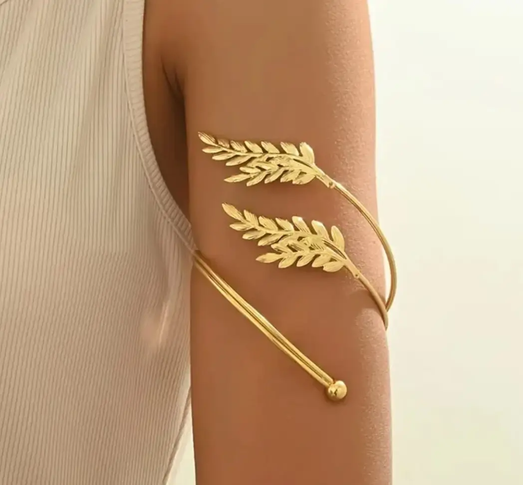 Gold Laurel Leaf Adjustable Arm Cuff Bracelet