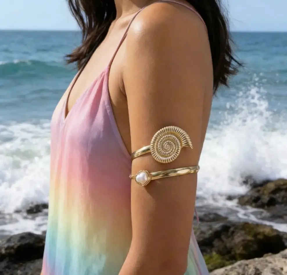 Nautilus Shell Arm Cuff – Coastal Luxe Statement