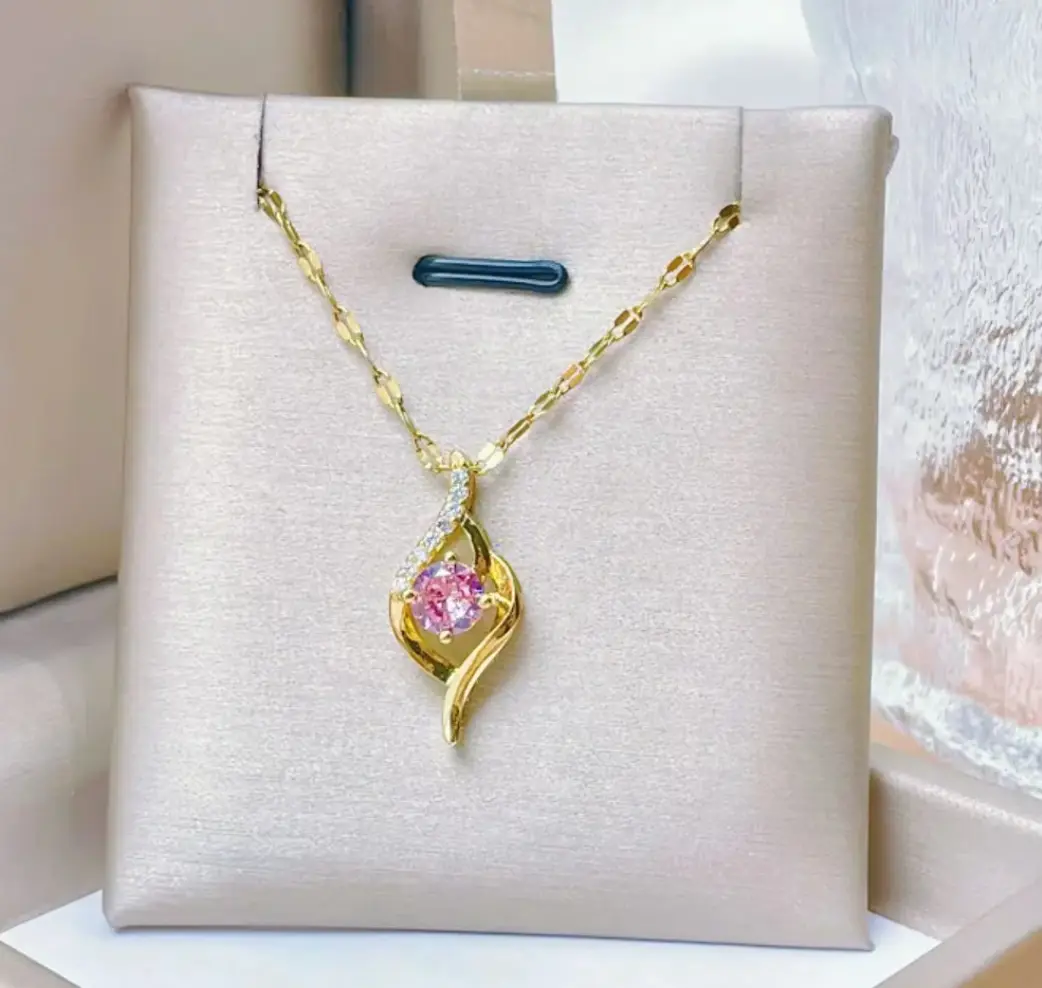 Blush Flame Crystal Pendant Necklace