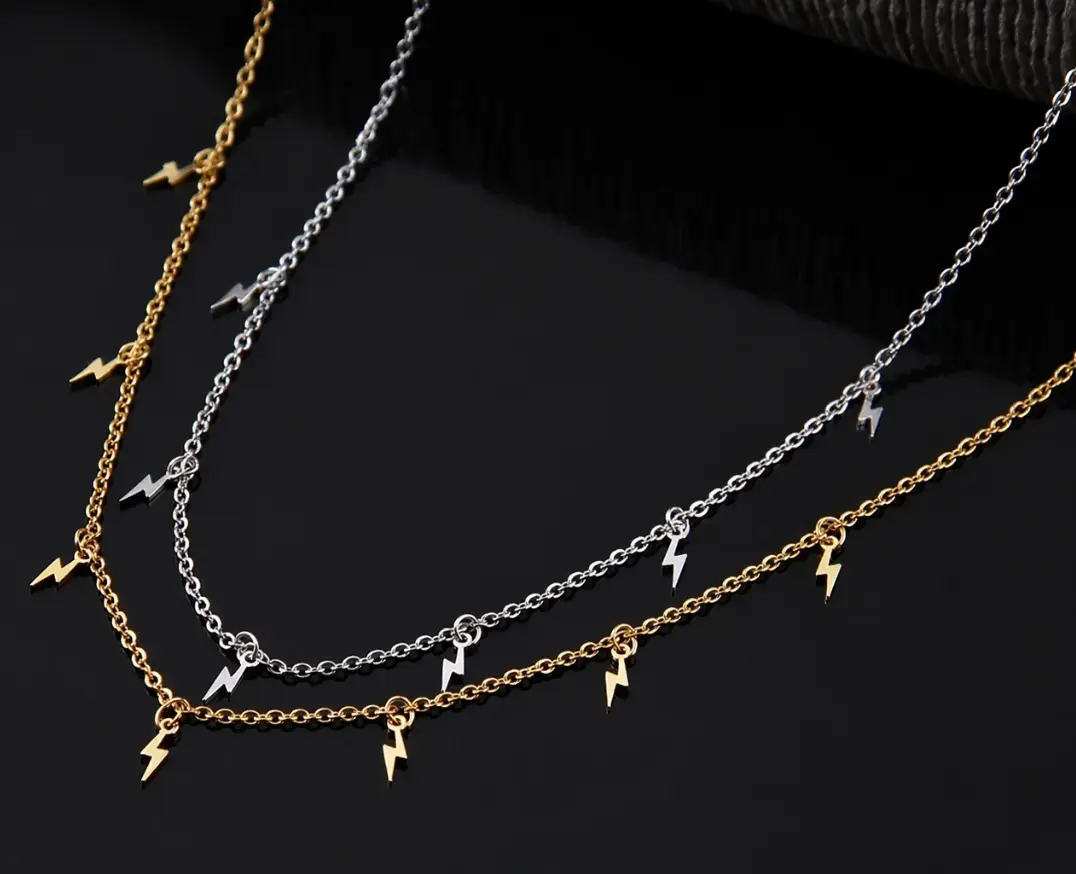 Minimalist Lightning Bolt Charm Choker Necklace
