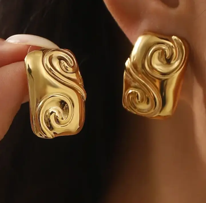 Swirl Statement Stud Earrings – Elegant Sculptural Earrings for Women