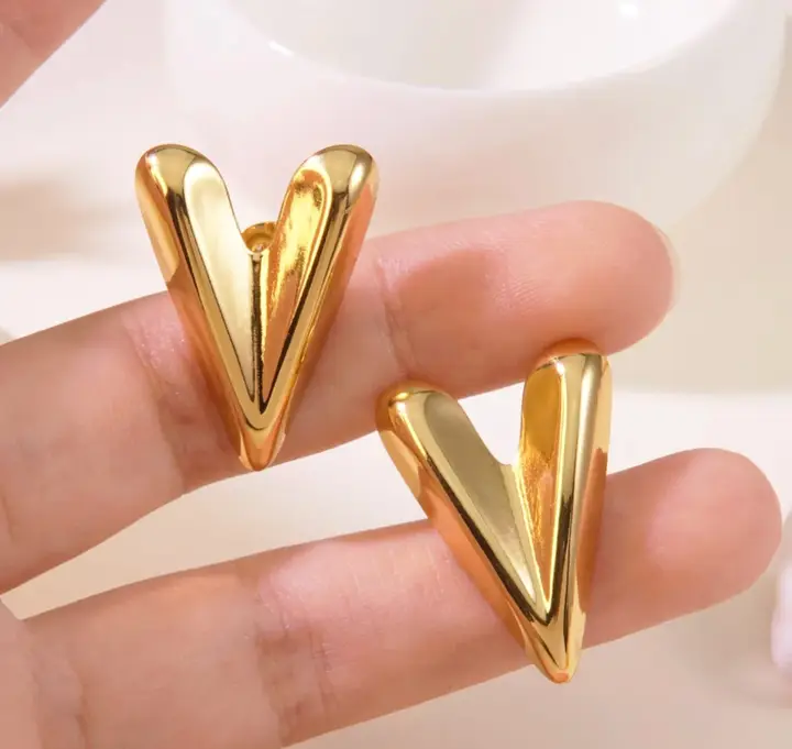 Golden V Statement Earrings