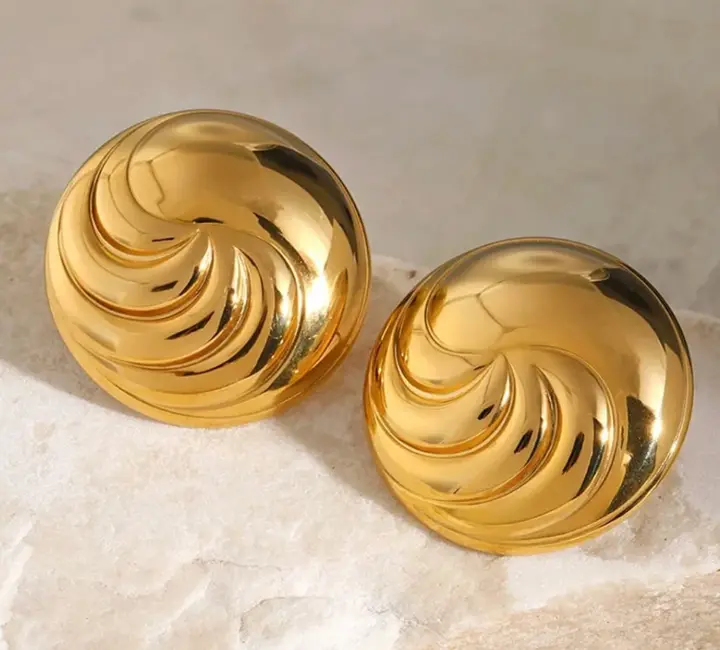 Golden Swirl Dome Earrings