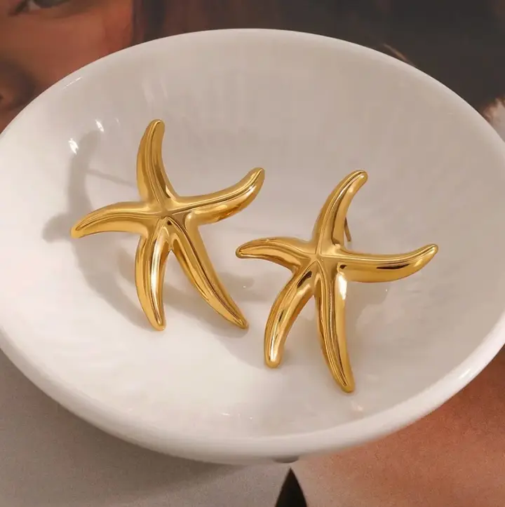 Gold Starfish Statement Earrings