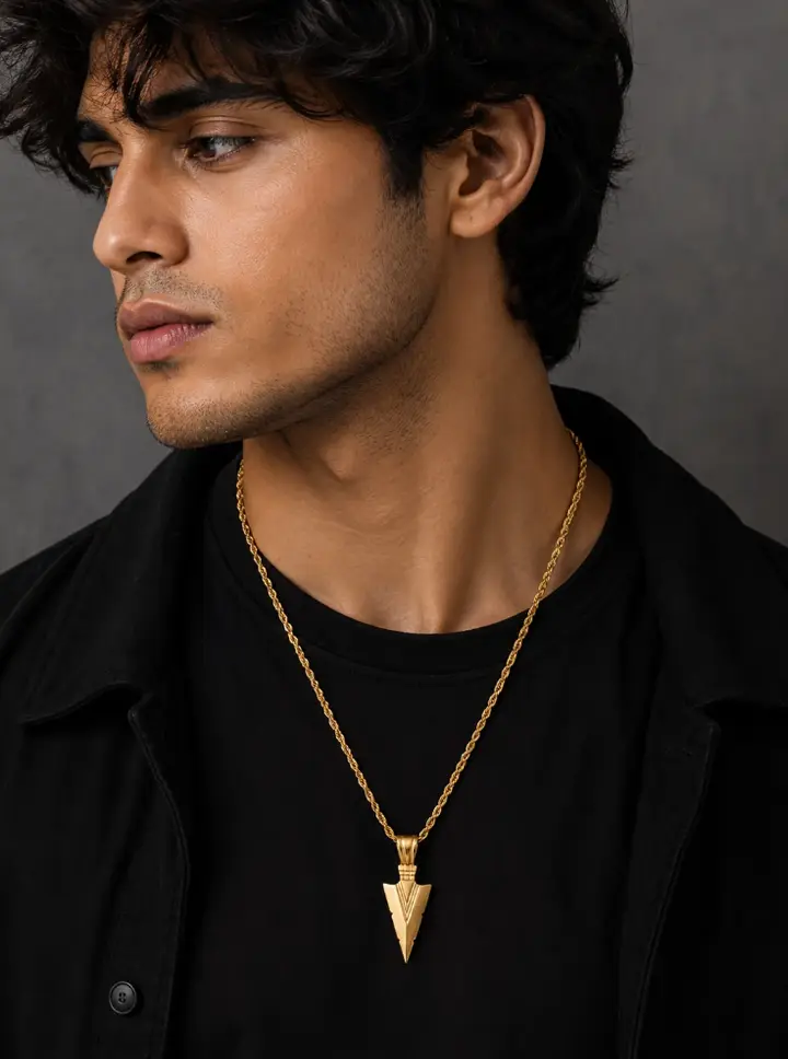 Arrowhead Pendant Necklace for Men – Geometric Statement Chain