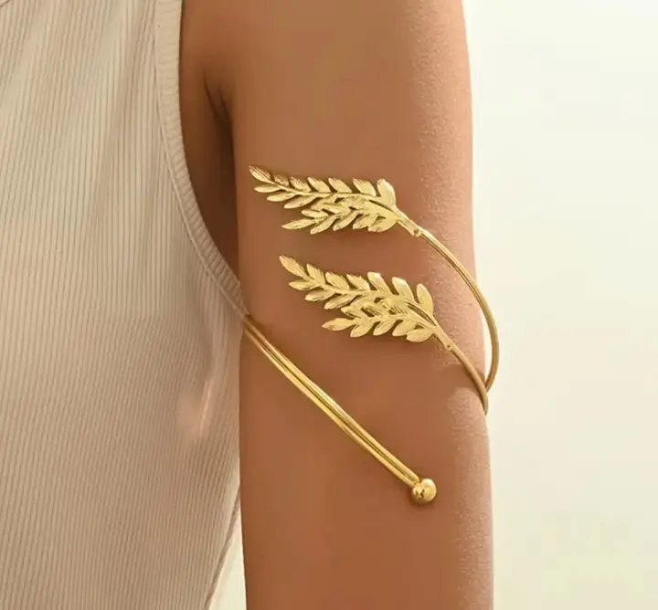 Gold Laurel Leaf Adjustable Arm Cuff Bracelet