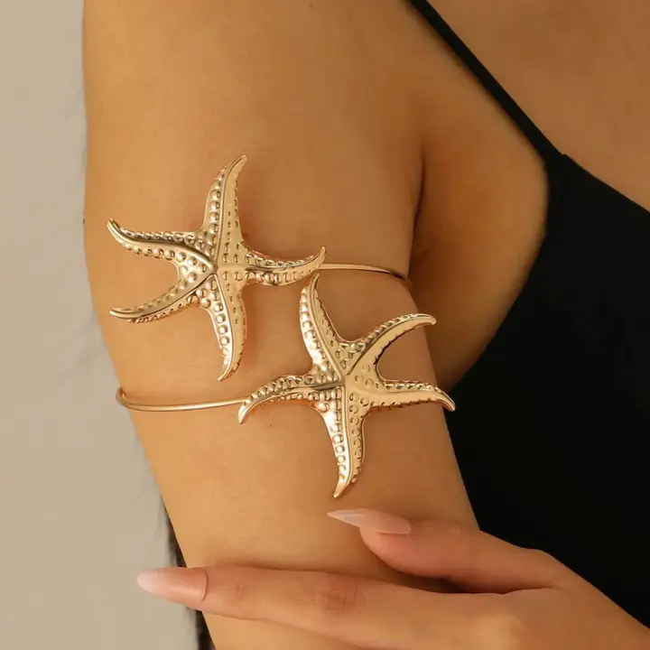 Gold Starfish Adjustable Arm Cuff Bracelet
