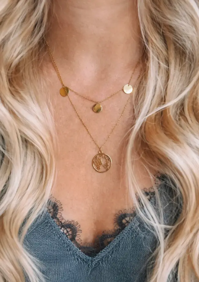 Layered World Charm Necklace Set