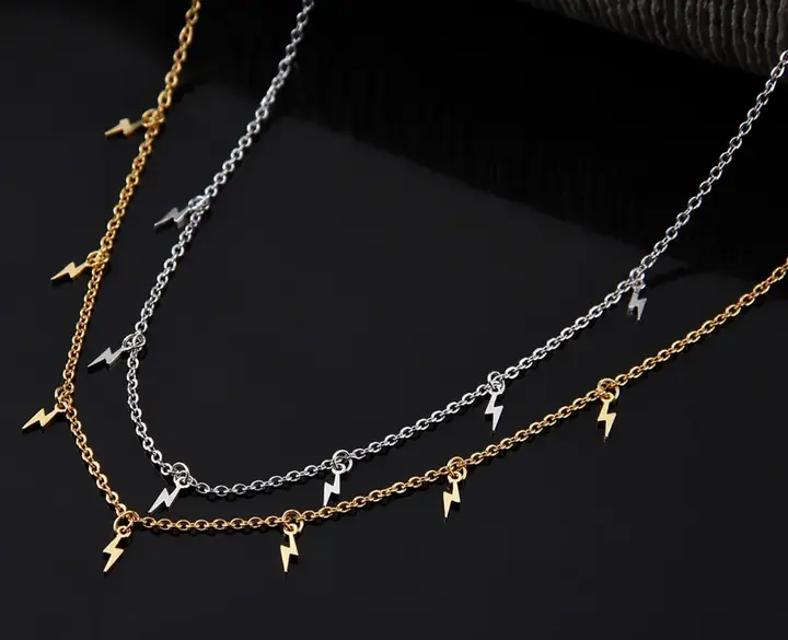 Minimalist Lightning Bolt Charm Choker Necklace
