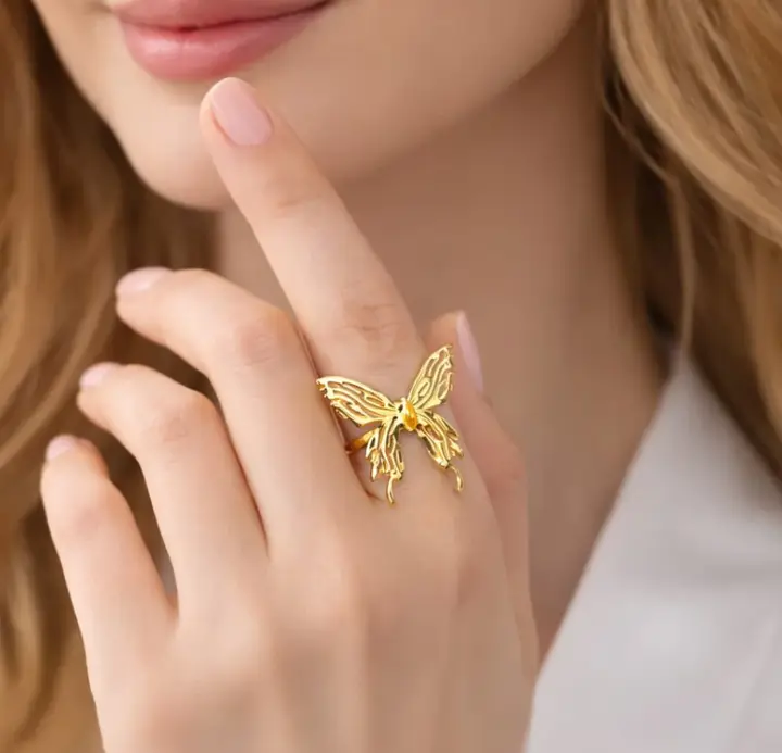 Golden Flutter Butterfly Ring