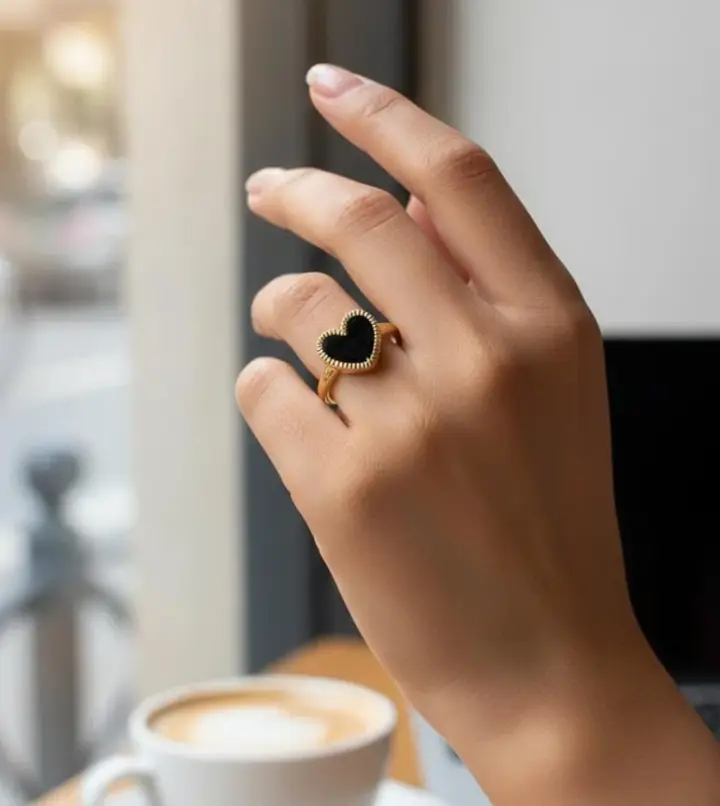 Midnight Heart Minimal Ring