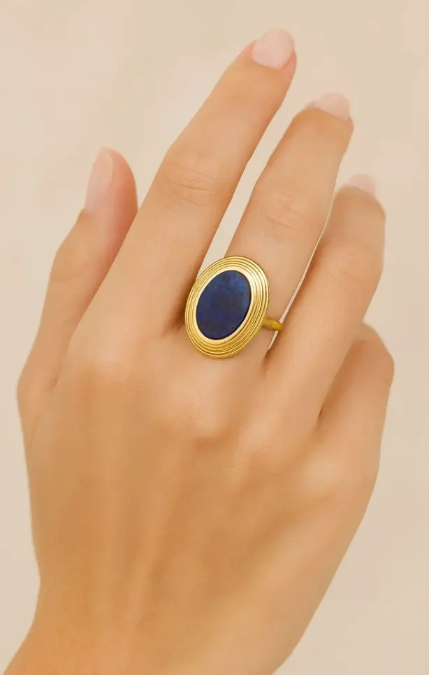 Royal Blue Oval Statement Ring