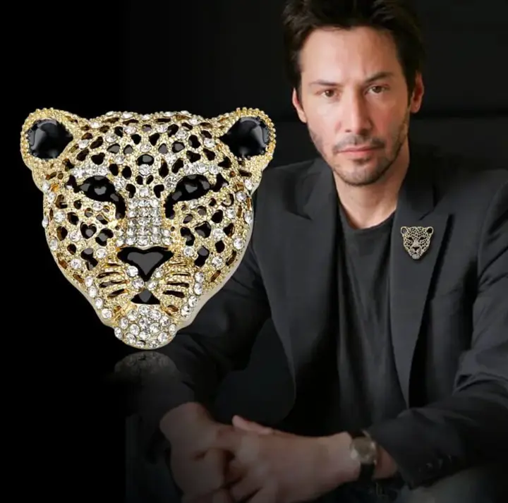 Gold Leopard Brooch – Crystal Embellished Statement Pin