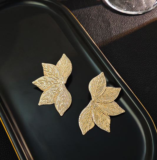 Boho Bloom Gold Leaf Studs