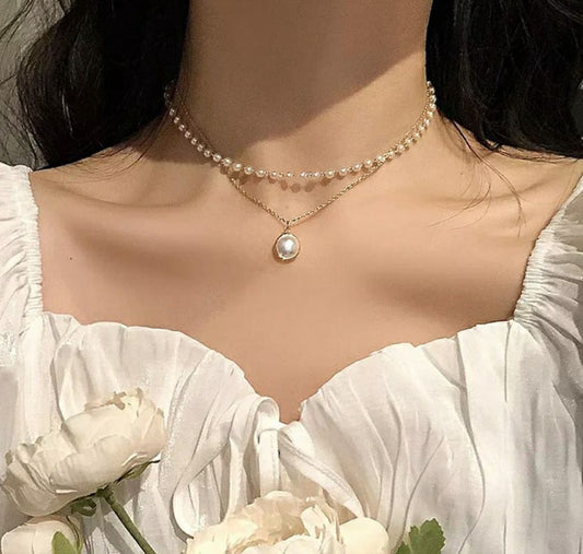 Aurora Pearl Drop Layered Necklace