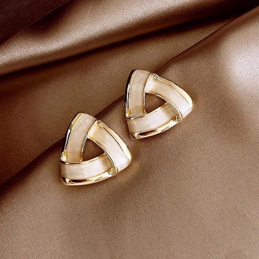 "Geometric Chic" Enamel Triangle Stud Earrings